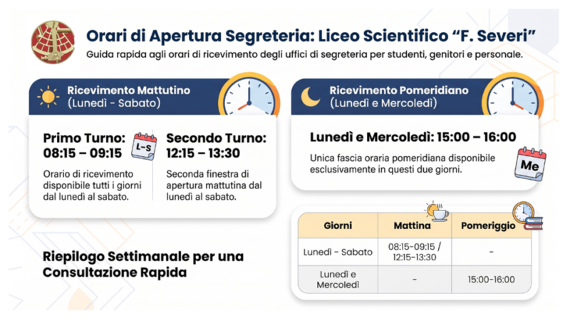 Orari di apertura della segreteria didattica